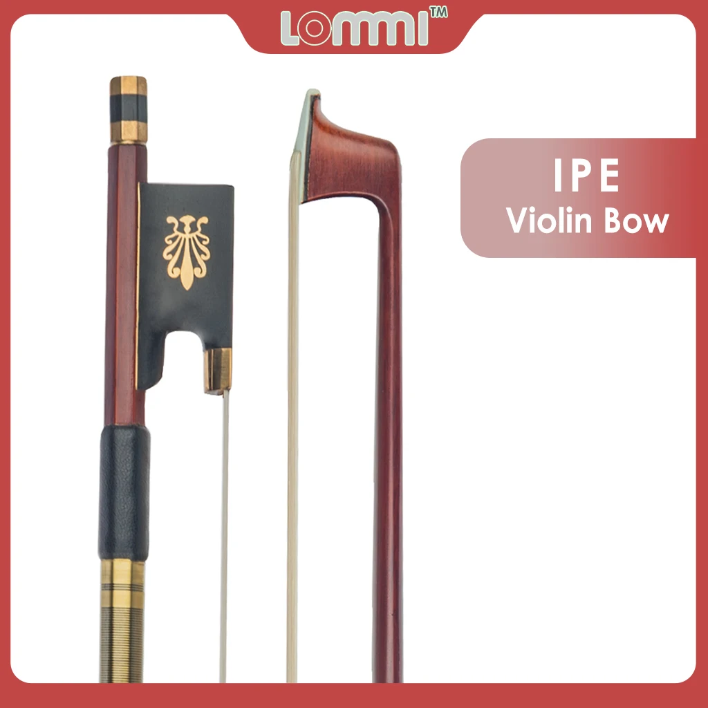 

LOMMI Round Stick Sheep Skin Grip Ebony Frog W/ Peacock Inlay Well Balance 4/4 Violin/ Fiddle Bow IPE Bow