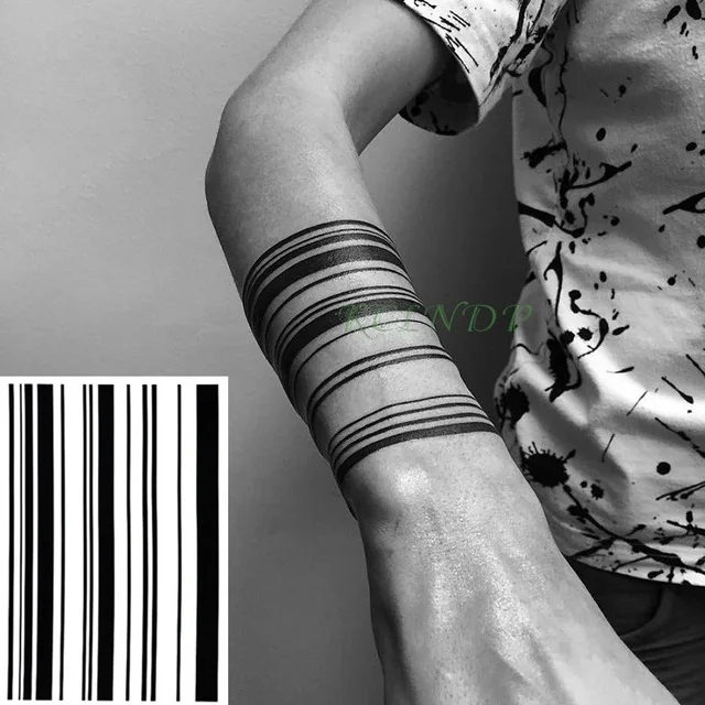 Waterproof Temporary Tattoo Sticker stripe Bar code streak line Fake Tatto Flash Tatoo leg Abdomen Arm tatouage for Men Women