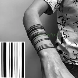 Waterproof Temporary Tattoo Sticker stripe Bar code streak line Fake Tatto Flash Tatoo leg Abdomen Arm tatouage for Men Women