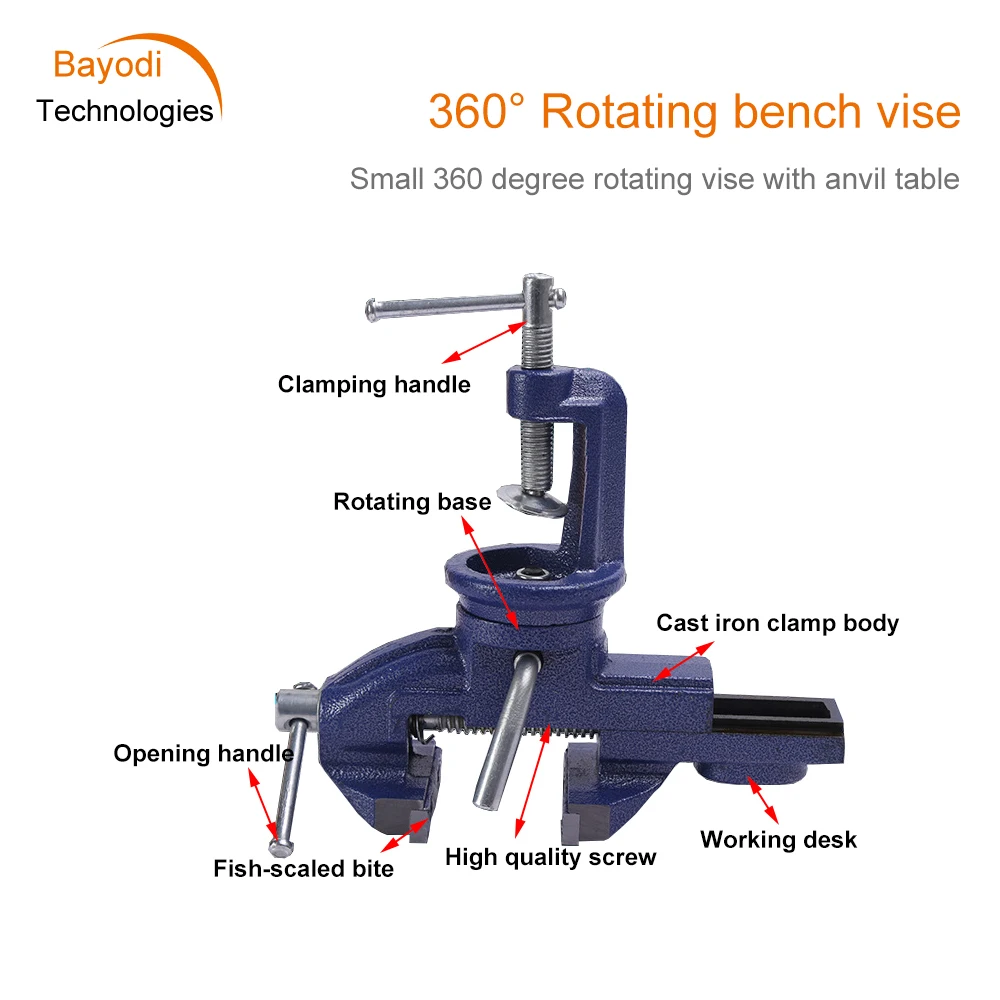 50mm/60mm/65mm Table Vise 360 Degrees Universal Rotation Table Vise Activity With Anvil Small Cast Iron Table Vise