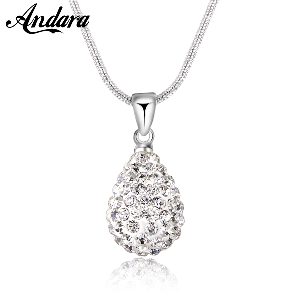 925 Silver Jewelry Czech Diamond Water Drop Pendant 925 Silver Necklace For Woman Wedding Wedding Gift