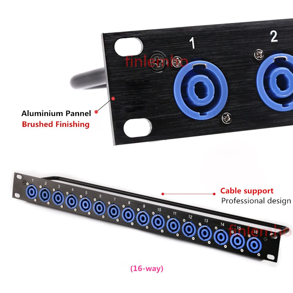 Rack Patch Panel 8 12 16 Way SpeakOn Chassis Connnector 1U Flight Case Mount For Professional Loudspeaker Audio Cable Male Plug