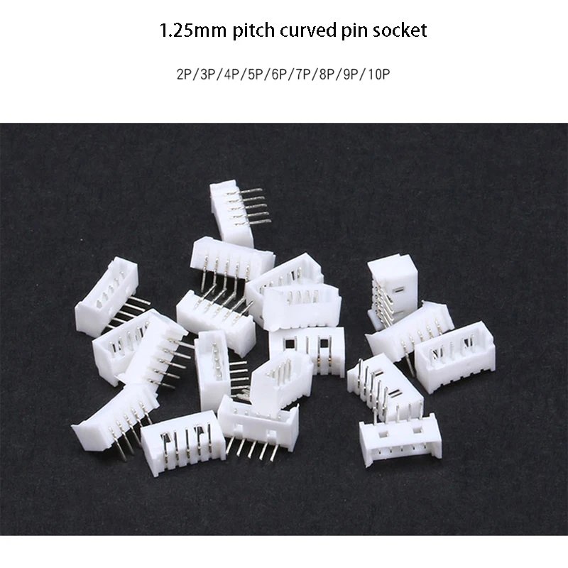 100pcs 1.25mm plug-in connector curved pin plug-in board 2/3/4/5/6/7/8/9/10P etc