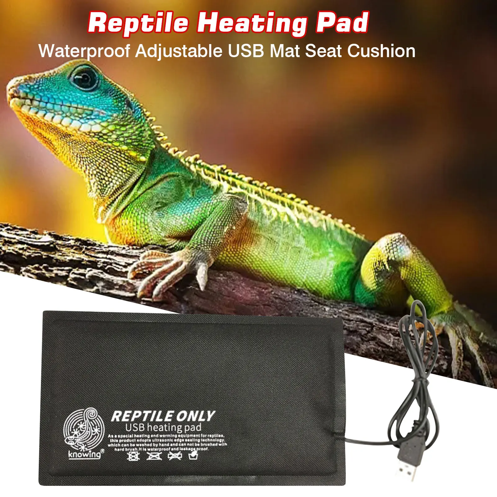 Reptile Heating Warm Pad Terrarium Heating Mat Waterproof Temperature Controller Incubator Mat Tools For Turtles Snake Lizard