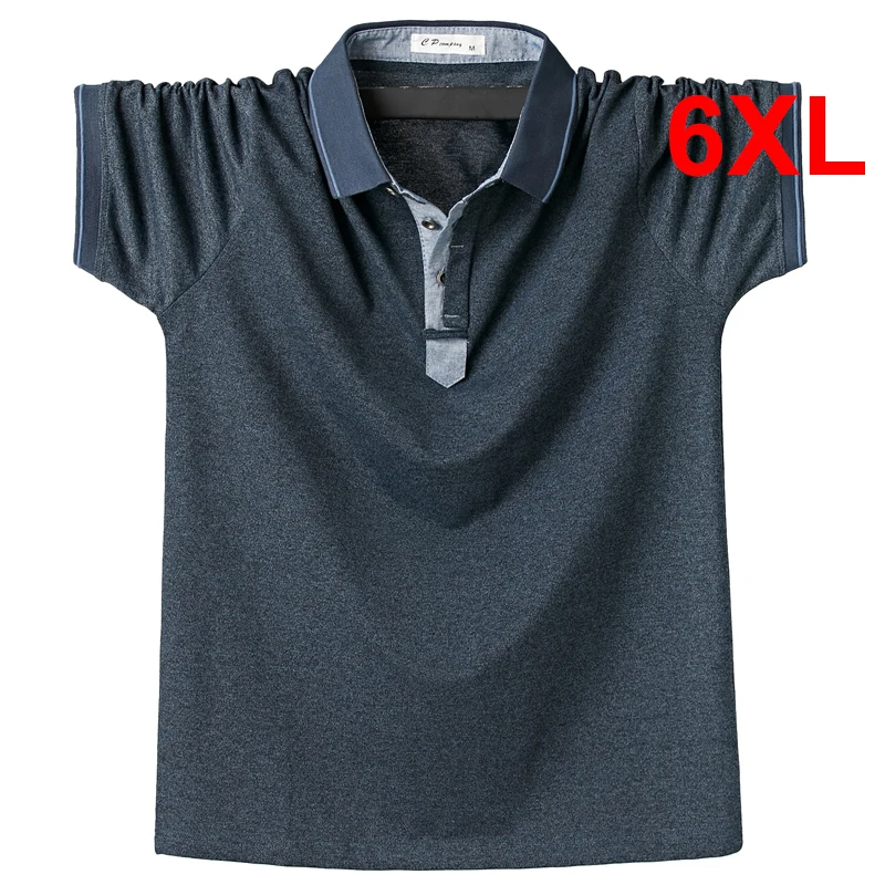 Mens Polo Shirt Big Size Men Summer Polo Shirts Short Sleeve Casual Fashion Solid Color Camisa Polo Masculina Plus Size 5XL 6XL