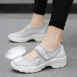 Women Sneakers Fashion Breathable Mesh Casual Shoes Platform Sneakers Women Platform Slip On Sneakers Work Shoes Plus Size 42