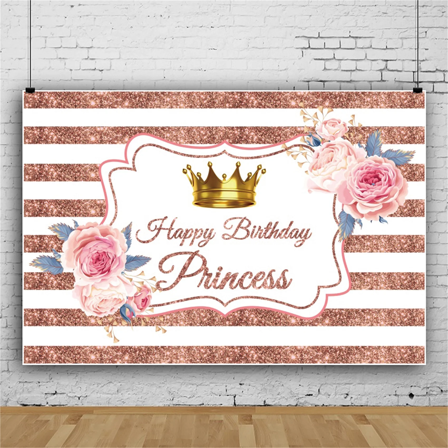 Laeacco розовый полосатый фон для фотосъемки Принцесса День Рождения Вечеринка роза цветок настроить плакат узор фон для фотостудии