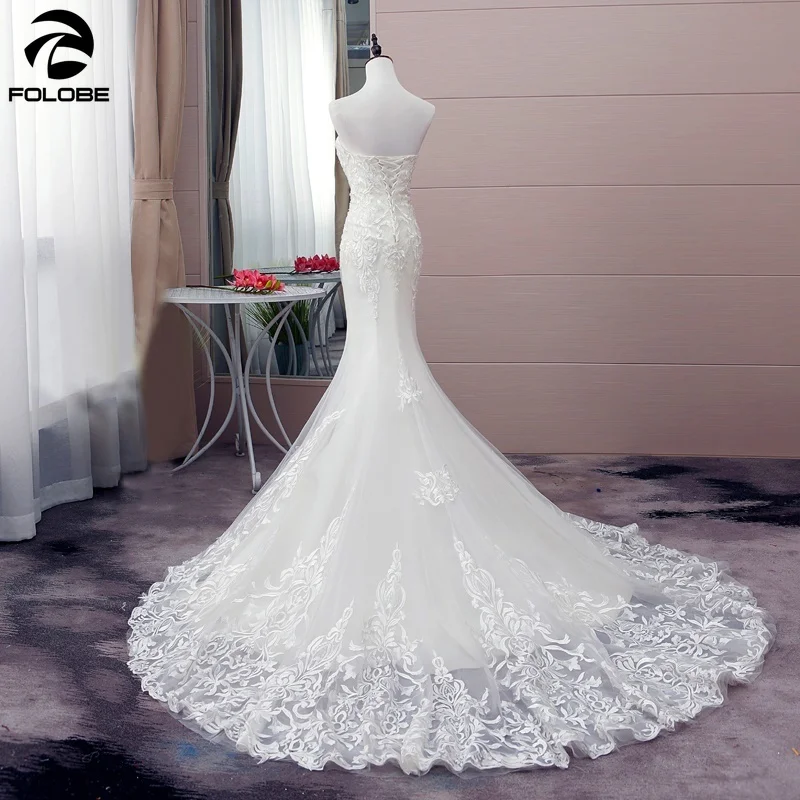 2020 Nieuwe Sweetheart Lace Mermaid Wedding Dress Sexy Ruglooze Bruidsjurken Gorgeous Lace Up Back Bruid Jurk Robe De Mariee