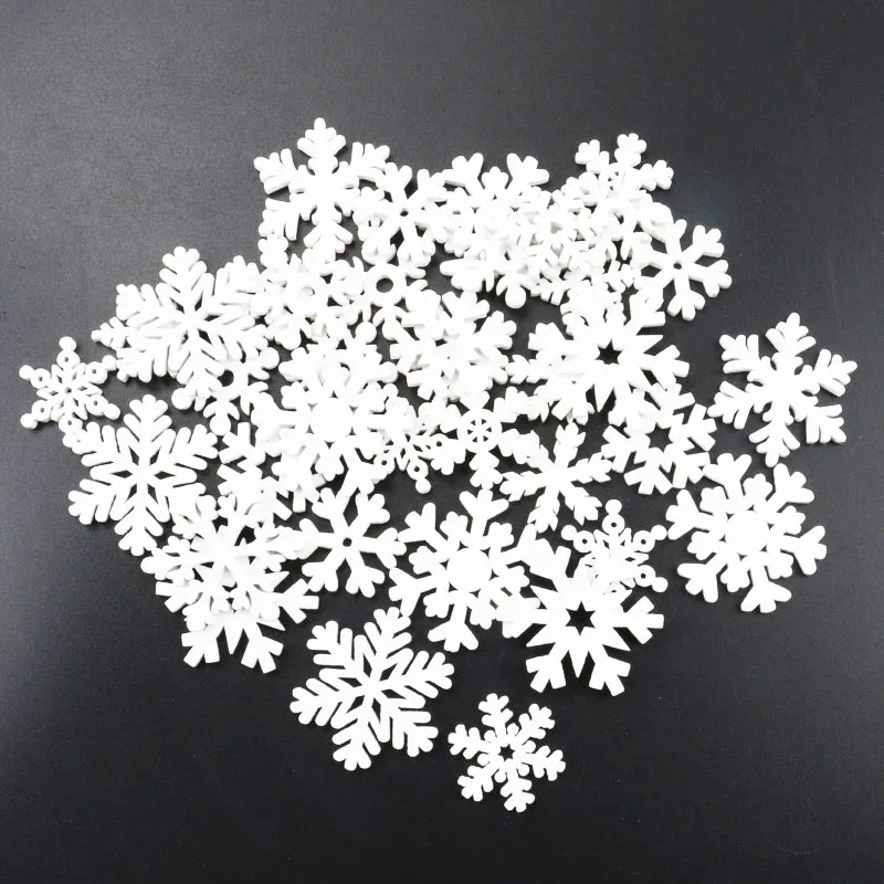 20 sztuk drewniane boże narodzenie Snowflake naturalne Scrapbooking Craft dla ozdoby Handmade DIY rękodzieło dekoracji 25-35mm