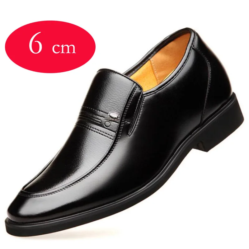 Increased 6 cm Men Formal Shoes Hidden Heel Men\'s Wedding Oxfords Heighten Tall Male Dress Leather Footwear