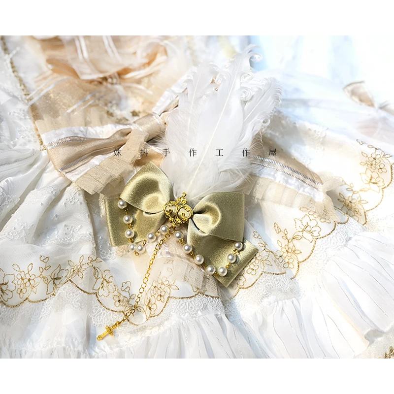 Japanse Prinses Zoete Lolita Kant Clip Collection Kawaii Meisje Haaraccessoires Gothic Lolita Haarspeld Loli Cosplay Gouden