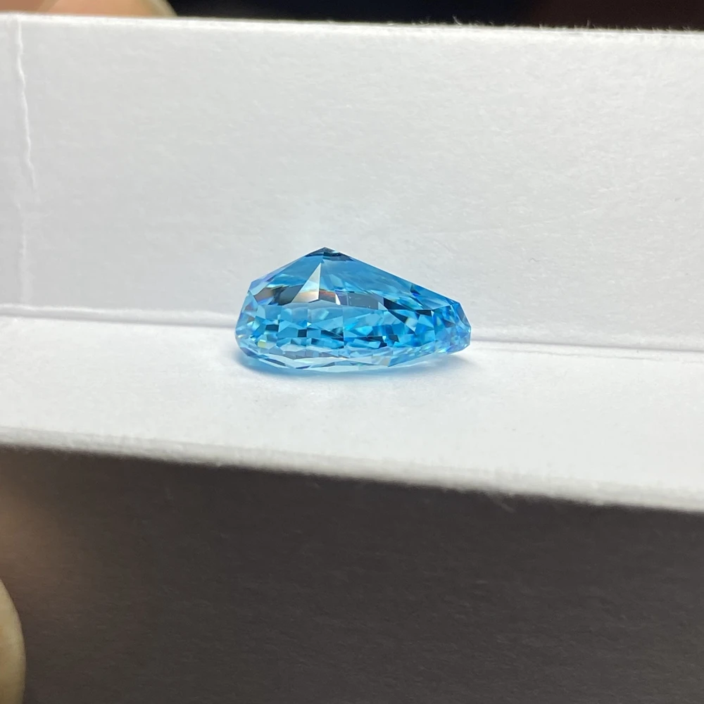 Meisidian 9x13MM 9 Karat Birne Tropfen Eis Zerkleinert Cut Zirkonia Aquamarin Diamant Edelstein