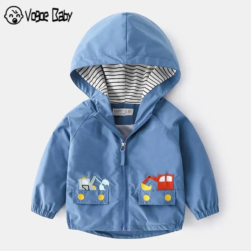 

Baby Boy Jacket Spring Children Kids Casual Coat Long Sleeve Windbreaker Cartoon Car With Hood Pattern Zipper Cute Girls 2021New