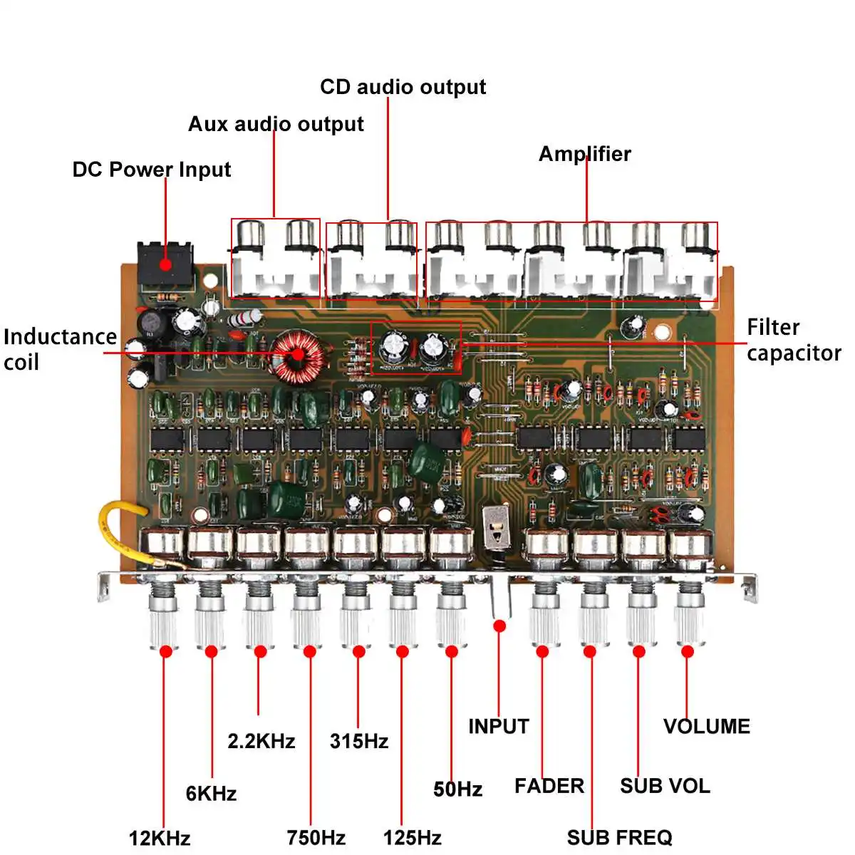 Sunbuck 7-Band جهاز تضخيم الصوت مجلس تيار مستمر 11-15 فولت سيارة قوة الصوت مكبر صوت استيريو مجلس باس أمبير AUX