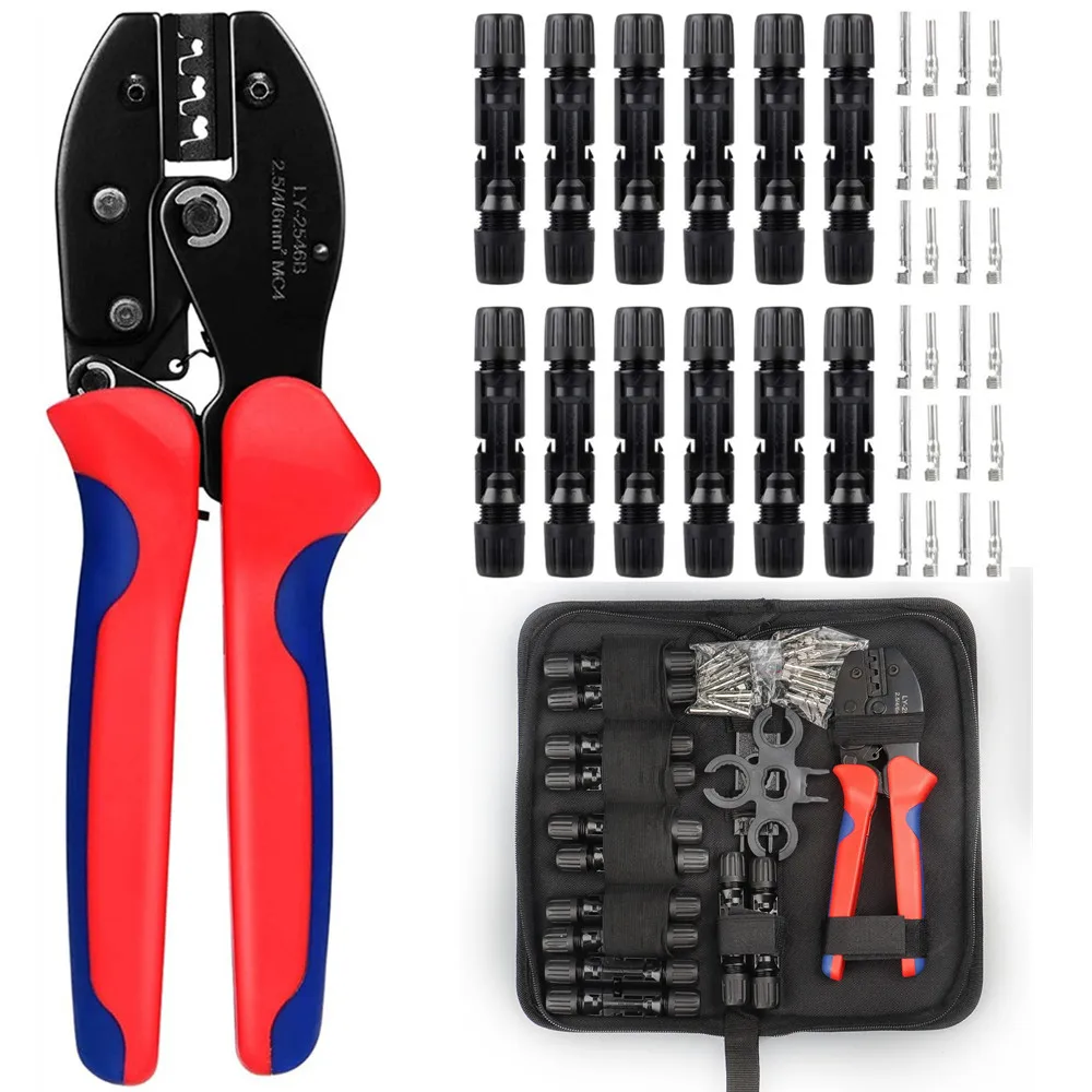 

Solar Crimping Tool, Ratcheting Terminal Cable Crimper, for 2.5-6.0mm², 14-10 AWG, 4mm Multi-Contact, 12 Pairs PV Connector