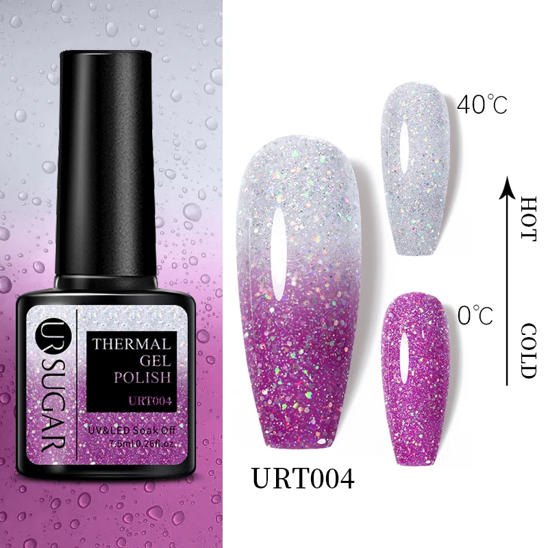 UR SUGAR Glitter Thermal Gel Nail Polish 3 Colors Changing Soak Off Gel Semi Permanent Varnish Hybird Nail Polish Nails Art