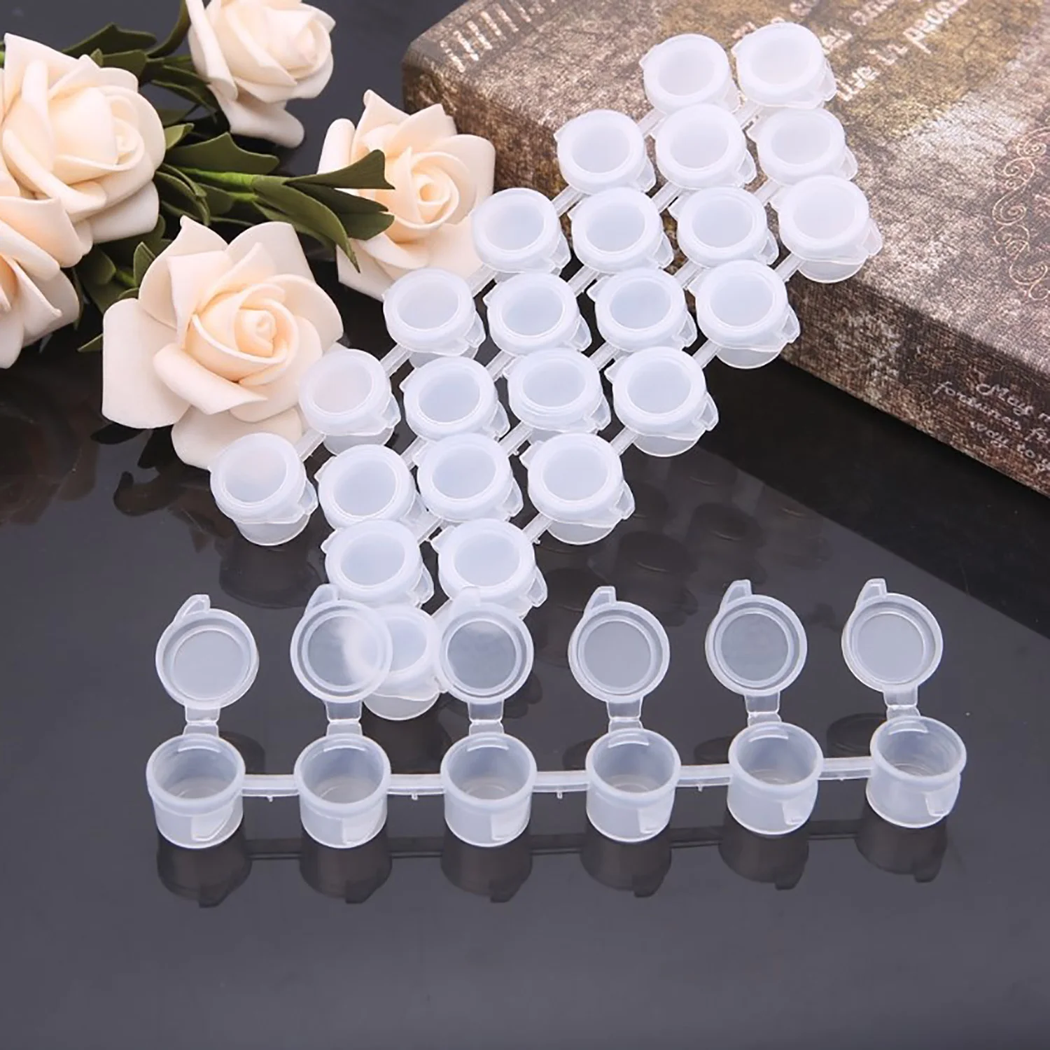 10pcs 6 Cups/Strips 3ml Mini Empty Paint Box Pod Strips Arts Crafts Watercolor Draw Pigment Plastic Palette Storage Containers