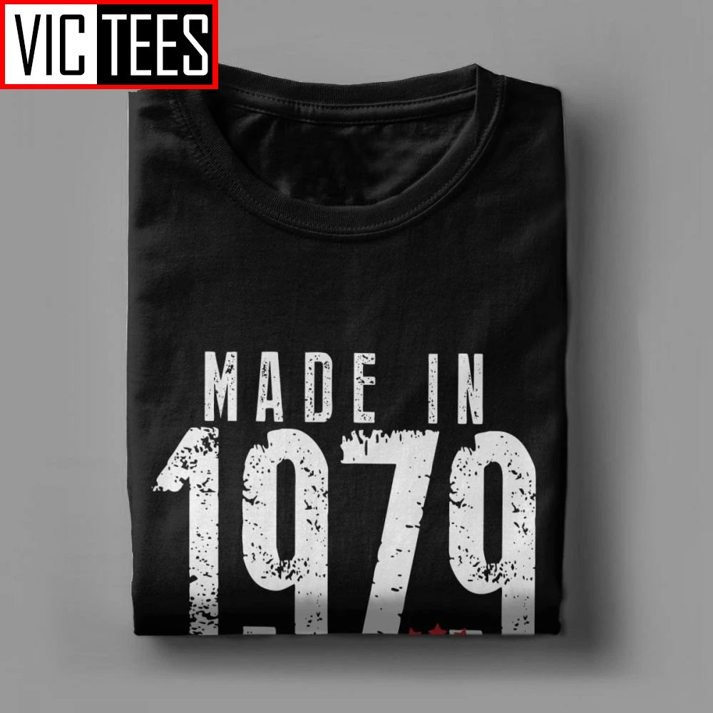 Man\'s Made In 1979 All Original Parts Birthday T-Shirts Novelty Crew Neck Tops Pure Cotton Tee Shirt Black T Shirt