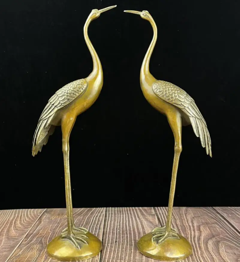 

China archaize brass crane crafts statue A pair