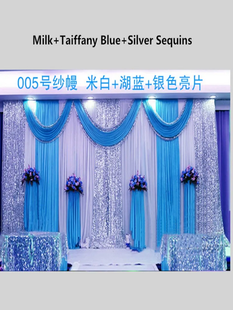 3x6m (10ftx20ft) wedding Backdrop curtain with sequins swag ice silk purple swag stageparty stage Drape wedding deaoration