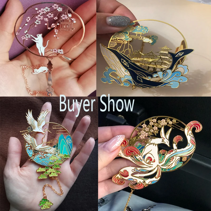 Chinese Stijl Messing Bladwijzer Kwastje Hanger Retro Boek Clip Metalen Paginering Mark Student Gift Briefpapier School Kantoorbenodigdheden