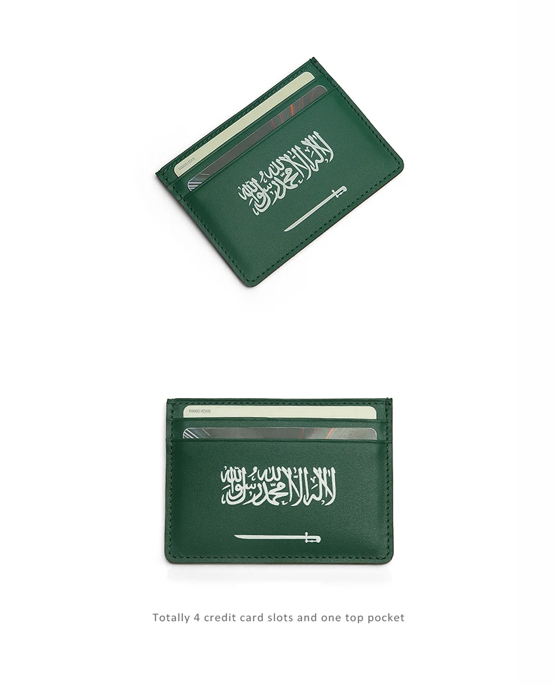Hiram Beron Markenhandyabdeckung Grün Italienische Kuh Leder Karte Halter Fall mit Saudi-arabien Flagge Premium Leder Waren – Detail 3