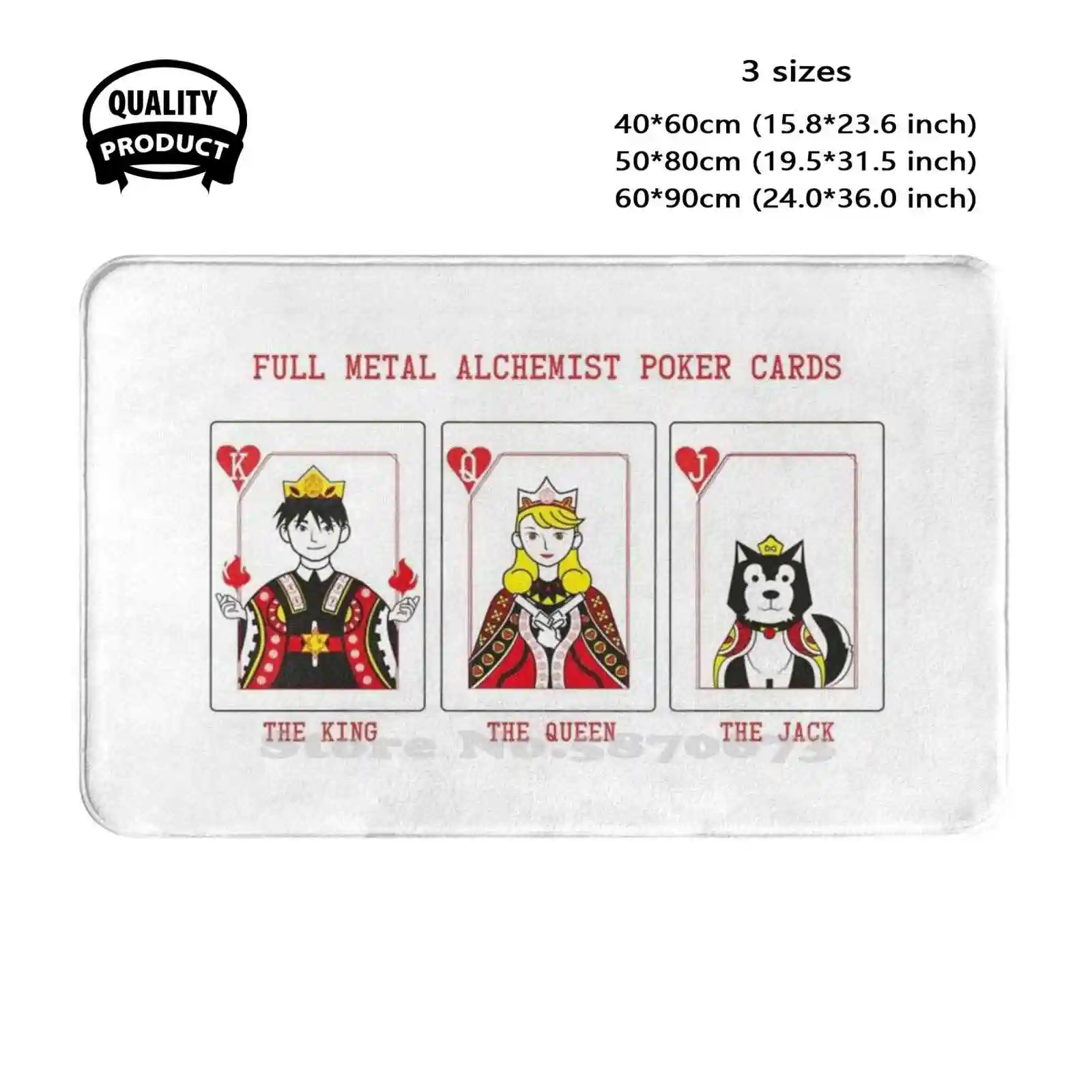 Fullmetal Poker Soft Cushion Home Carpet Door Mat Car Rug Fullmetal Alchemist Anime Manga Roy Black Hayate Riza Hawkeye Cartoon