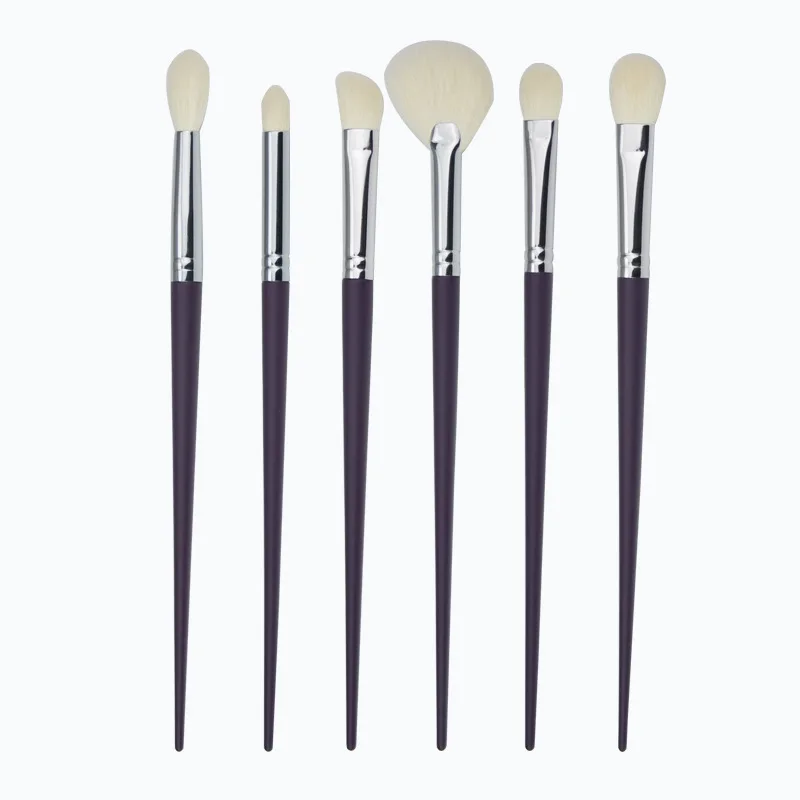 Ensemble de pinceaux de maquillage pour les yeux, violet, en poils de chèvre, de haute qualité, pour ombre à paupières, pour le nez, surligneur, 6 pièces