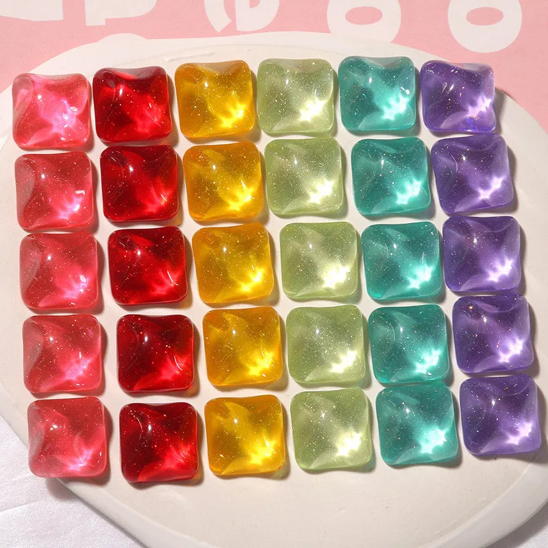 

Newest 100pcs/lot 16mm color water ripple effect geometry square shape resin flatback beads diy jewelry earring/hair accessory