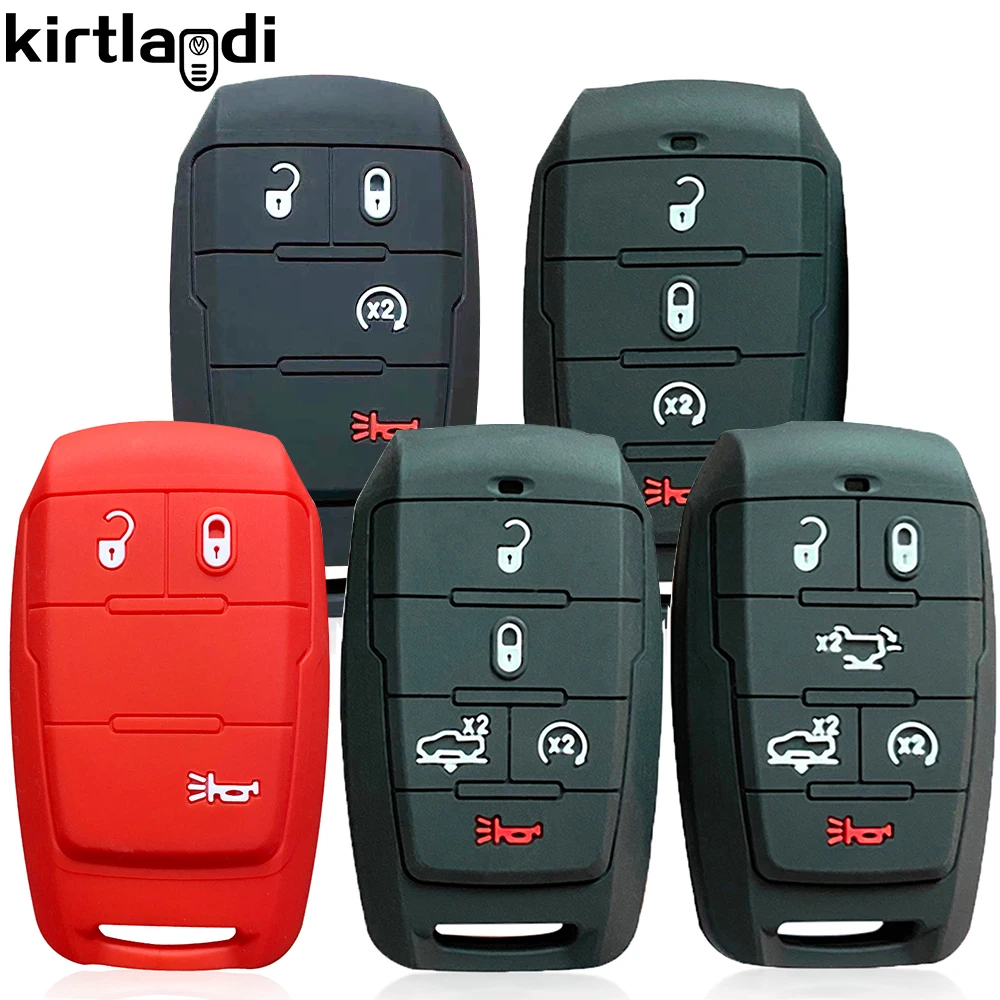 3/4/5 Buttons Remote Key Case Keychain Shell Fob for Dodge RAM1500 RAM2500 TRX RAM 1500 Silicone Key Holder Cover Skin 2021 2020