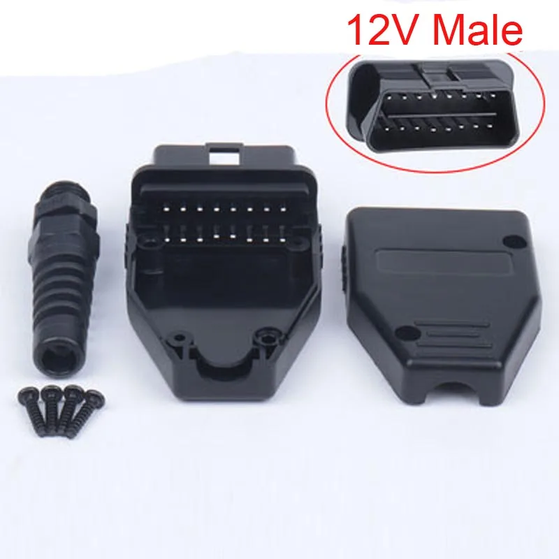 Connecteur mâle OBD2 16 broches pour voiture, prise + boîtier + SR + vis avec carte PCB verte, prise