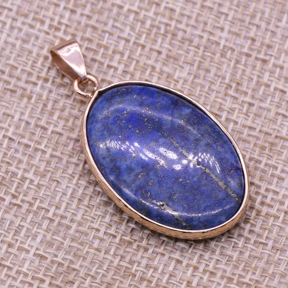 Natural Stone Oval Shape Pendant Rose Quartzs Picture Stone Necklace Pendant for Jewelry Making Necklace Size 22x35mm