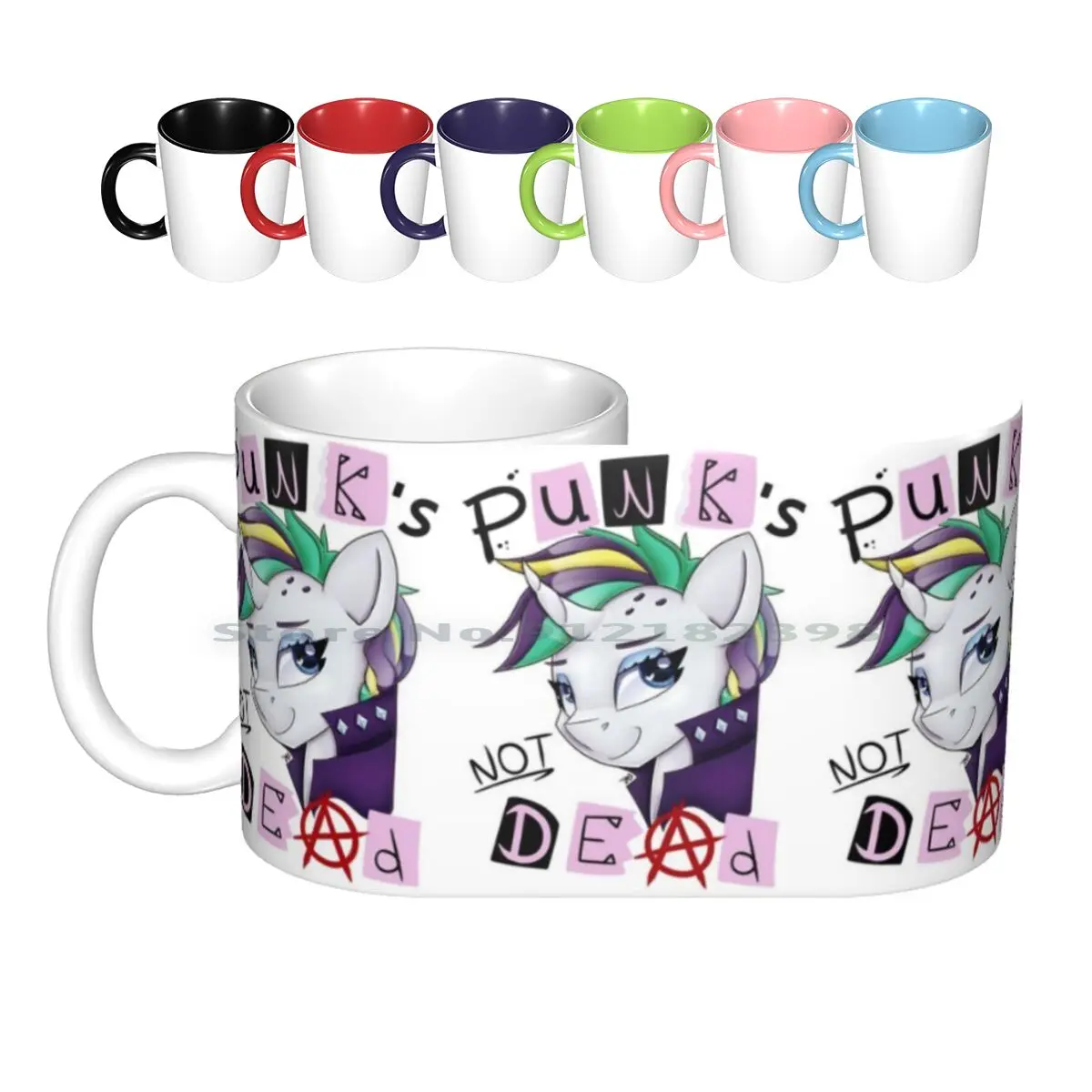 Punk's Not Dead-Rarity Ceramic Mugs Coffee Cups Milk Tea Mug Rarity My Little Friendship Is Magic Unicorn Punk Punk Rarity It