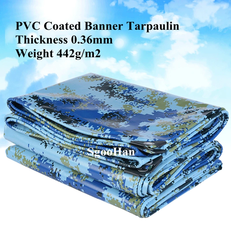 

Ocean Camo PVC Coated Banner Tarpaulin Truck Canopys Rainproof Cloth Shading Sail Dog House Shed Waterproof Cloth Outdoor Awning