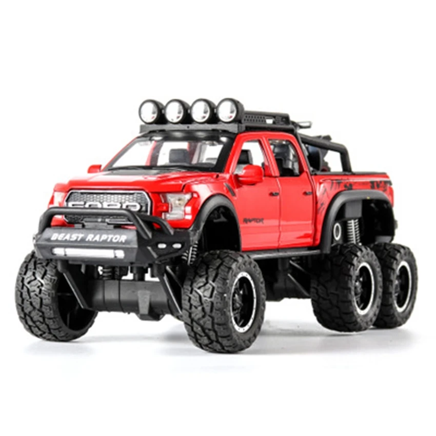 New Raptor F150 Child Simulation Alloy Car Model Toy Off-road Vehicle Model Sound and Light Back Child Birthday Gift