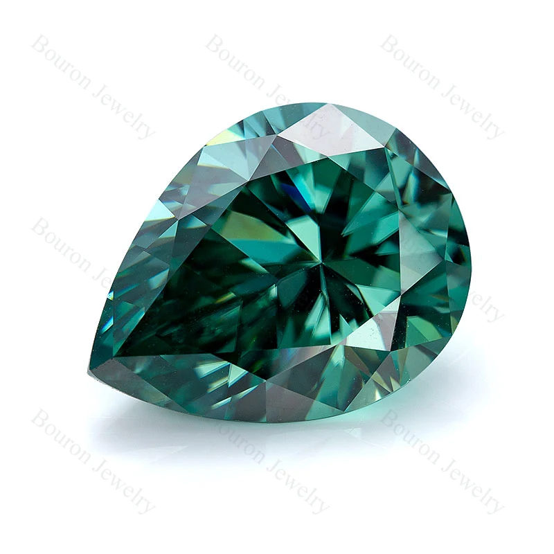 

Factory Supply Brilliant Pear Green Color Loose Moissanite Gemstone