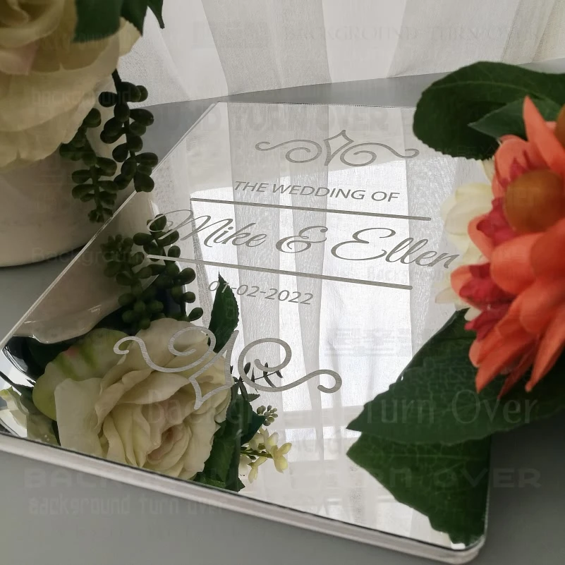 Wedding Personalized Guest Book  Custom Names Date Customized Engrave Carve Mirror Blank Favor Gifts Photo  G028