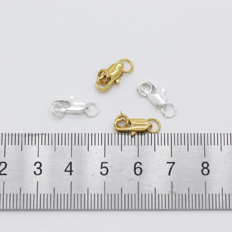 20p Jewelry Findings Lobster Claw Clasps With Closed 2 Jump Ring Beaded Connector Crimp End Snap Chain For DIY Necklace Bracelet