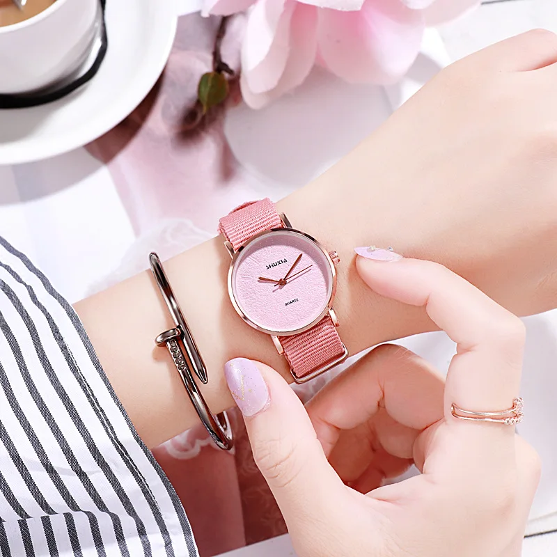 

Fashion 2020 Women Watches Rose Gold Nylon Strap Ladies Quartz Wrist Watches Minimalist Female Clock Bracelet Reogio Feminino