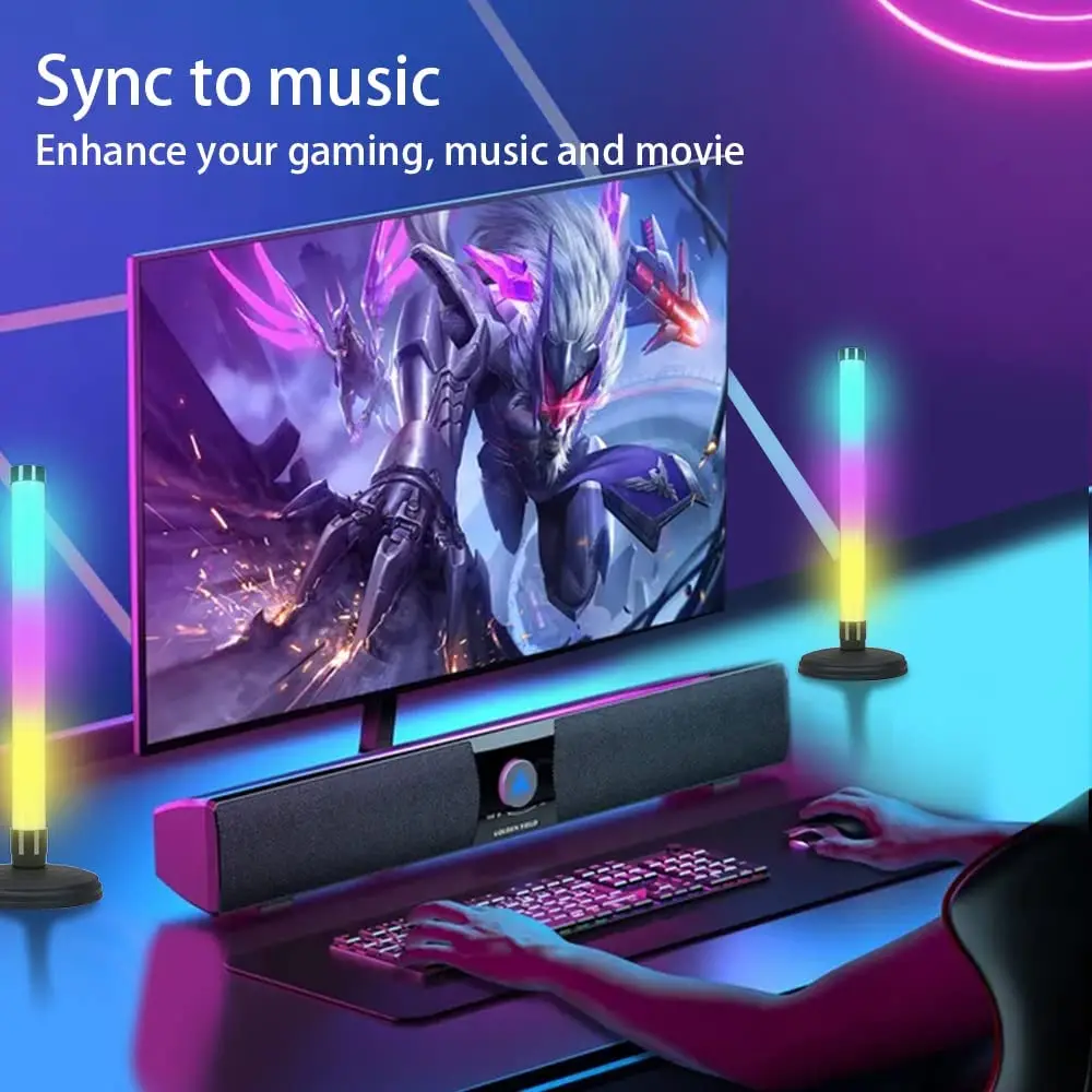 2Pcs LED Atmosphere Table Night Light Sound App Control Pickup Rhythm Light RGB Dimming Lamp TV Background  Lamp For Home Bar