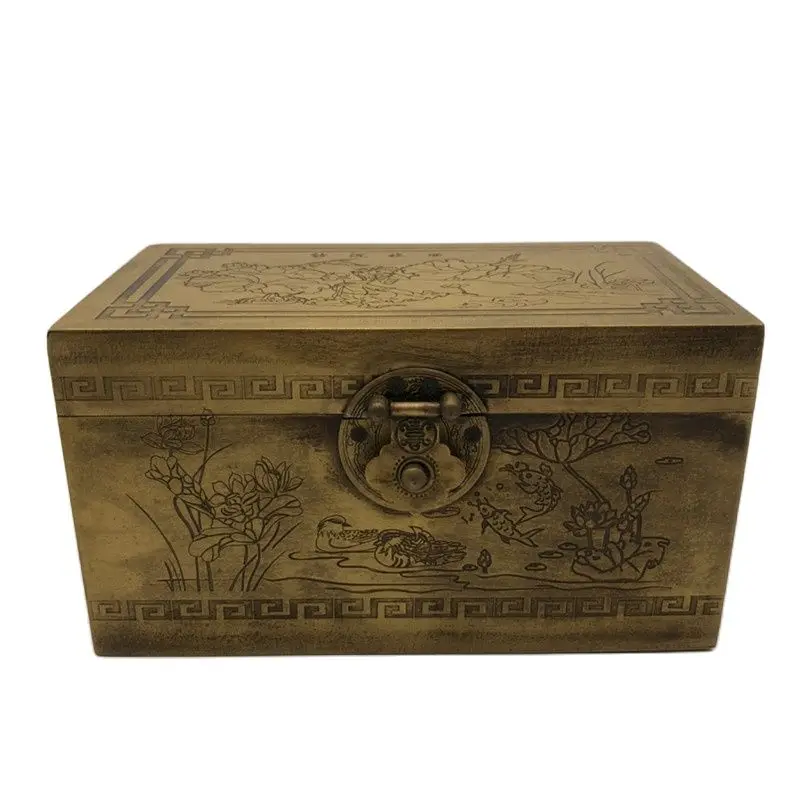 Chinese Old Antiques Carving characters Pattern Jewelry Box  Storage Case