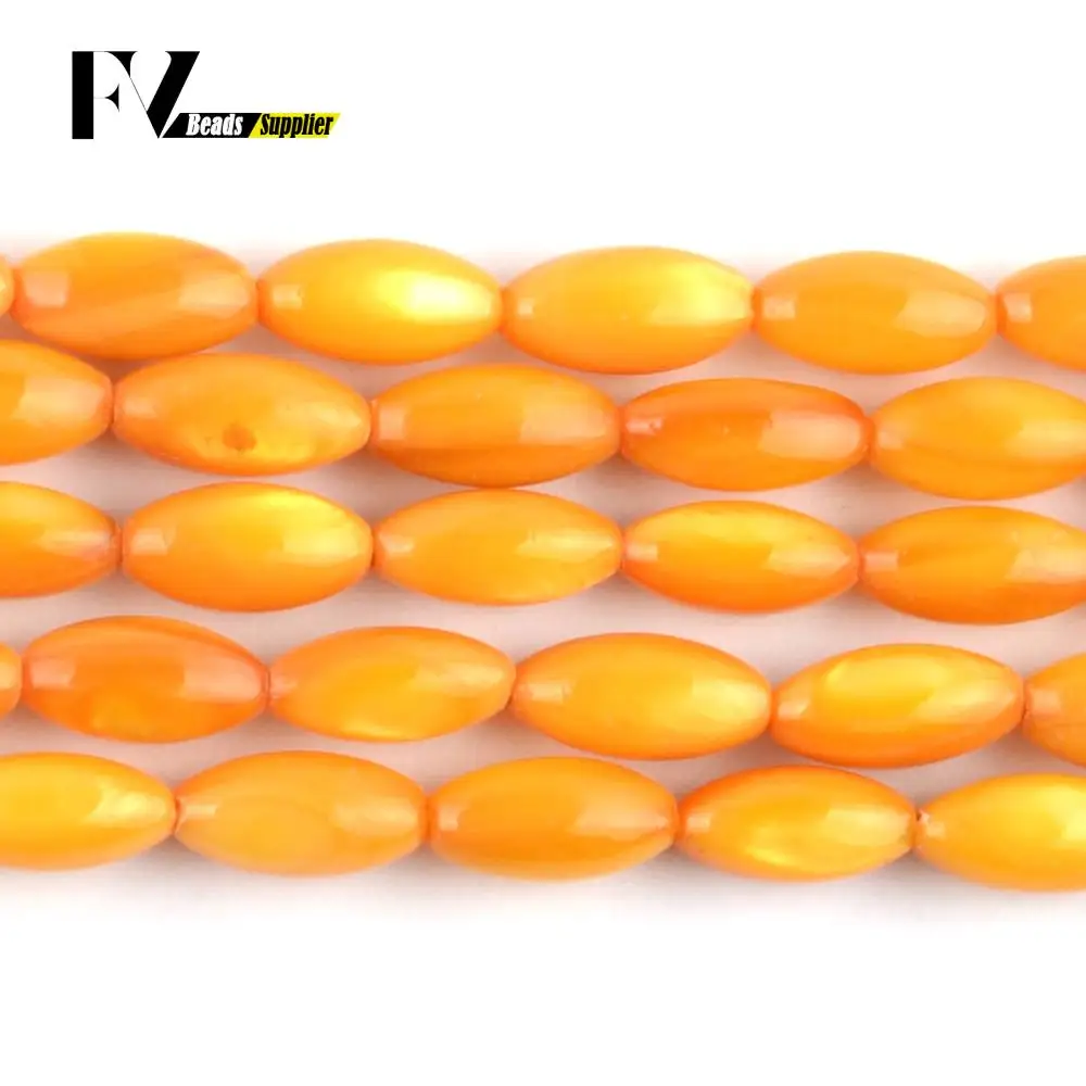 Natural 5*10mm Yellow Rice Shape Shell Beads For Needlework Jewelry Making Spacer Stone Beads DIY Bracelet Accessories 15\