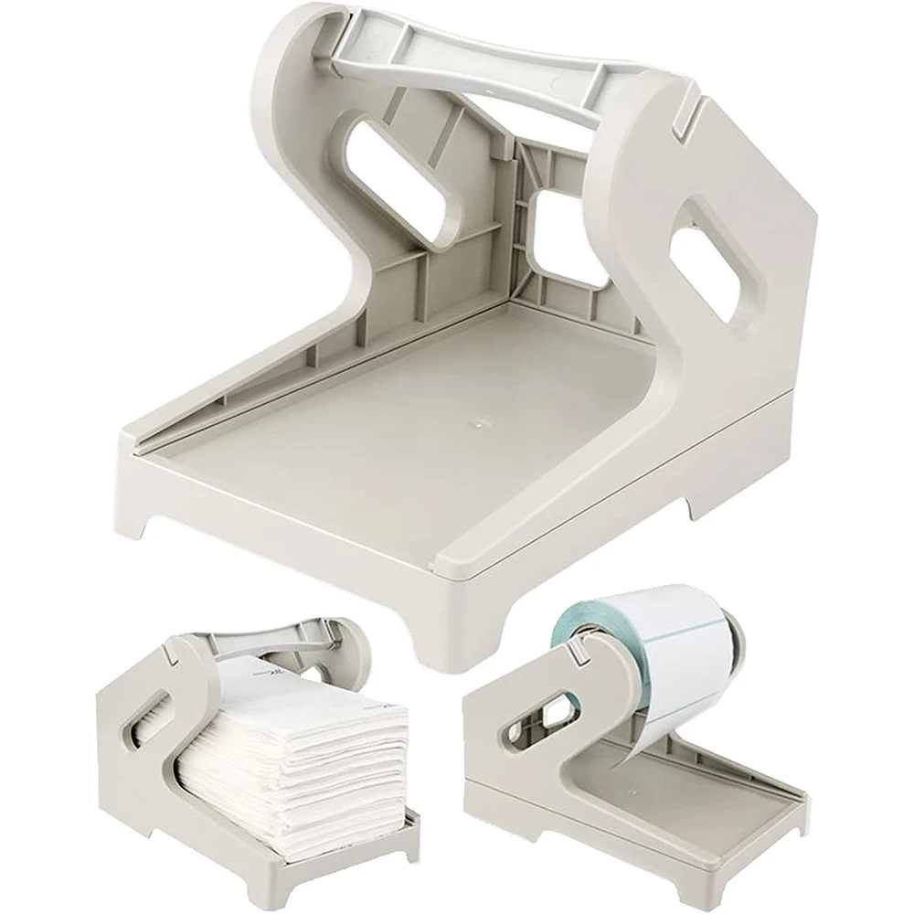 Label Holder, Thermal Label Holder for Rolls and Fan-Fold Labels, Plastic Sticker Dispenser, Work with Desktop Label Printer