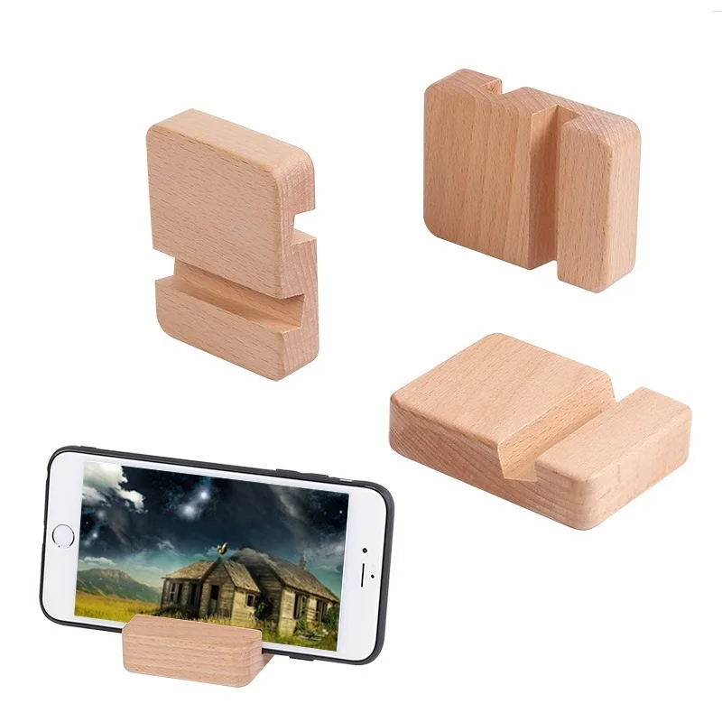 100Pcs/Lot Slot Wood Bracket Phone Bracket Phone Stand IPad Flat Bracket Desktop Mobile Phone Universal Solid Wood Mobile Holder