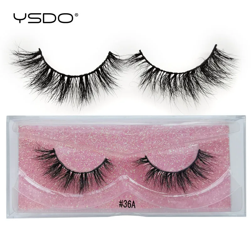 YSDO 1 Par Pestañas Cruzadas de Visón Suaves Reales 3D Postizas Dramáticas Onduladas Maquillaje Cilios Faux Cils 2