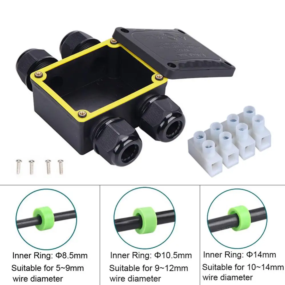 

4-сторонняя водонепроницаемая распределительная коробка IP68 5-14 мм, внешний электрический кабель, соединители для наружного светодиодного о...