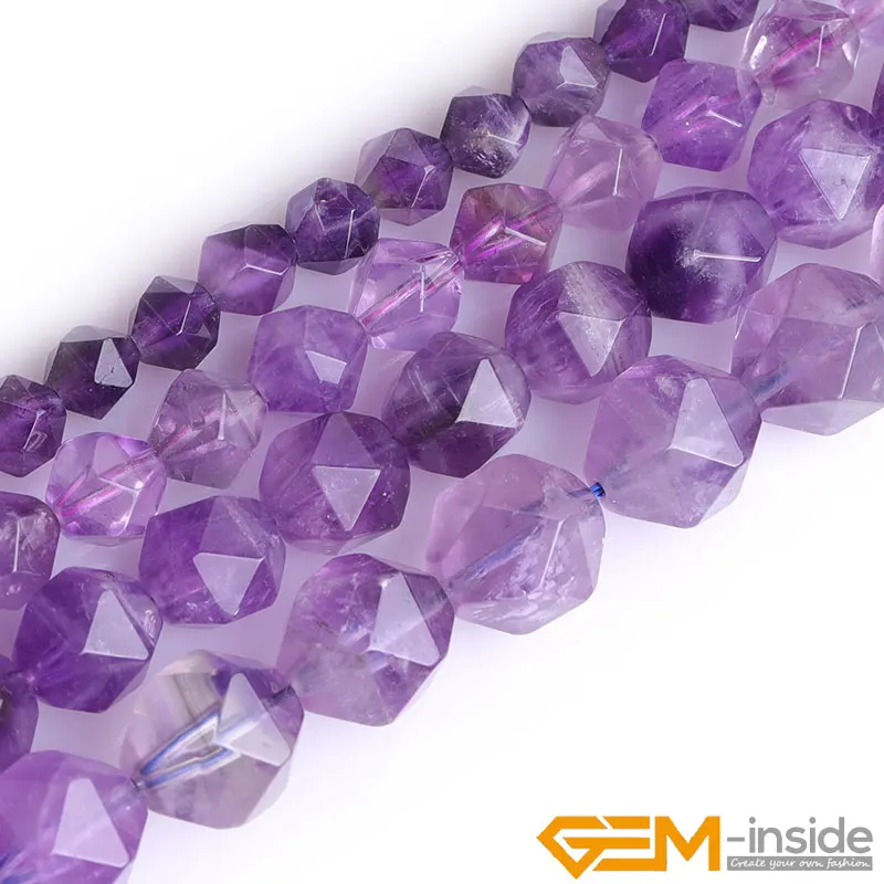 

Natural Stone Purple Amethysts Faceted Polygonal Round Beads For Jewelry Making Strand 15 inch DIY Bracelet Necklace Making Bead