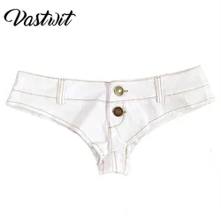 Mini pantalones cortos vaqueros elásticos de cintura baja para mujer, ropa Sexy para discoteca