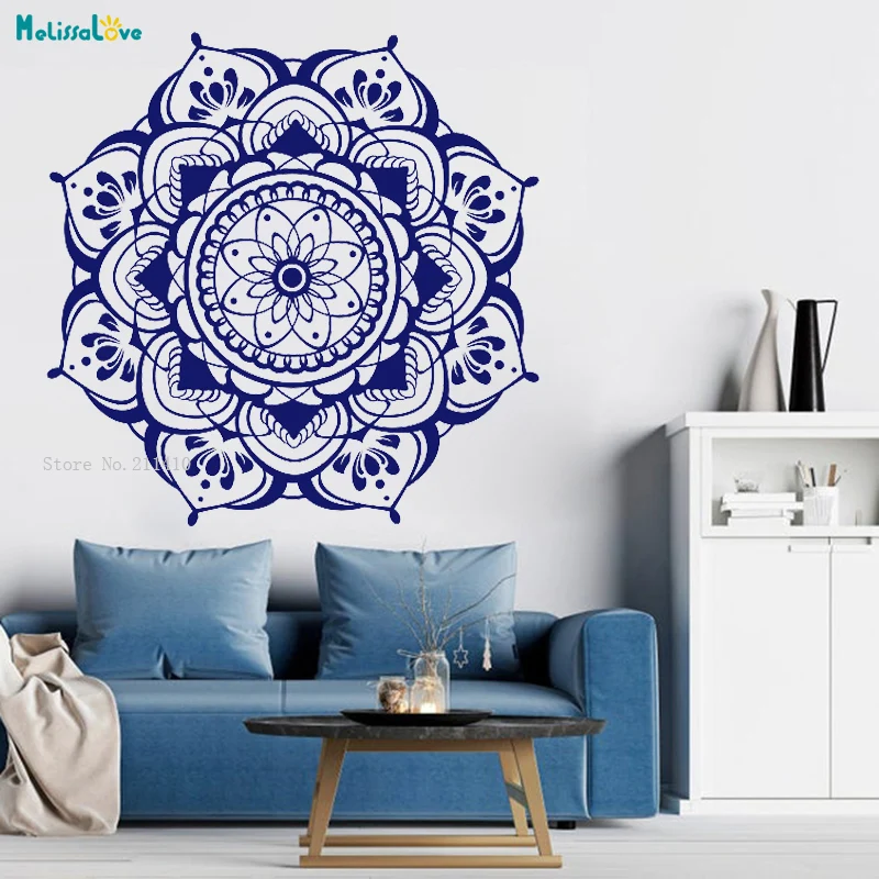 Quantum Modeling Mandala Art Flower Wall Sticker Art Decor Living Room Bedroom Motivational Yoga Decals Vinyl YT4079