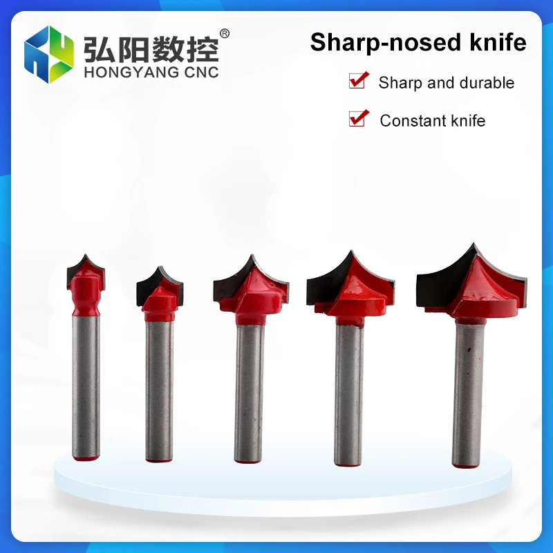 Round Shank Bevel Milling Cutter Woodworking Milling Cutting Drill 6mm Shank Double-Edged Cutting Design CNC Engraving Tool